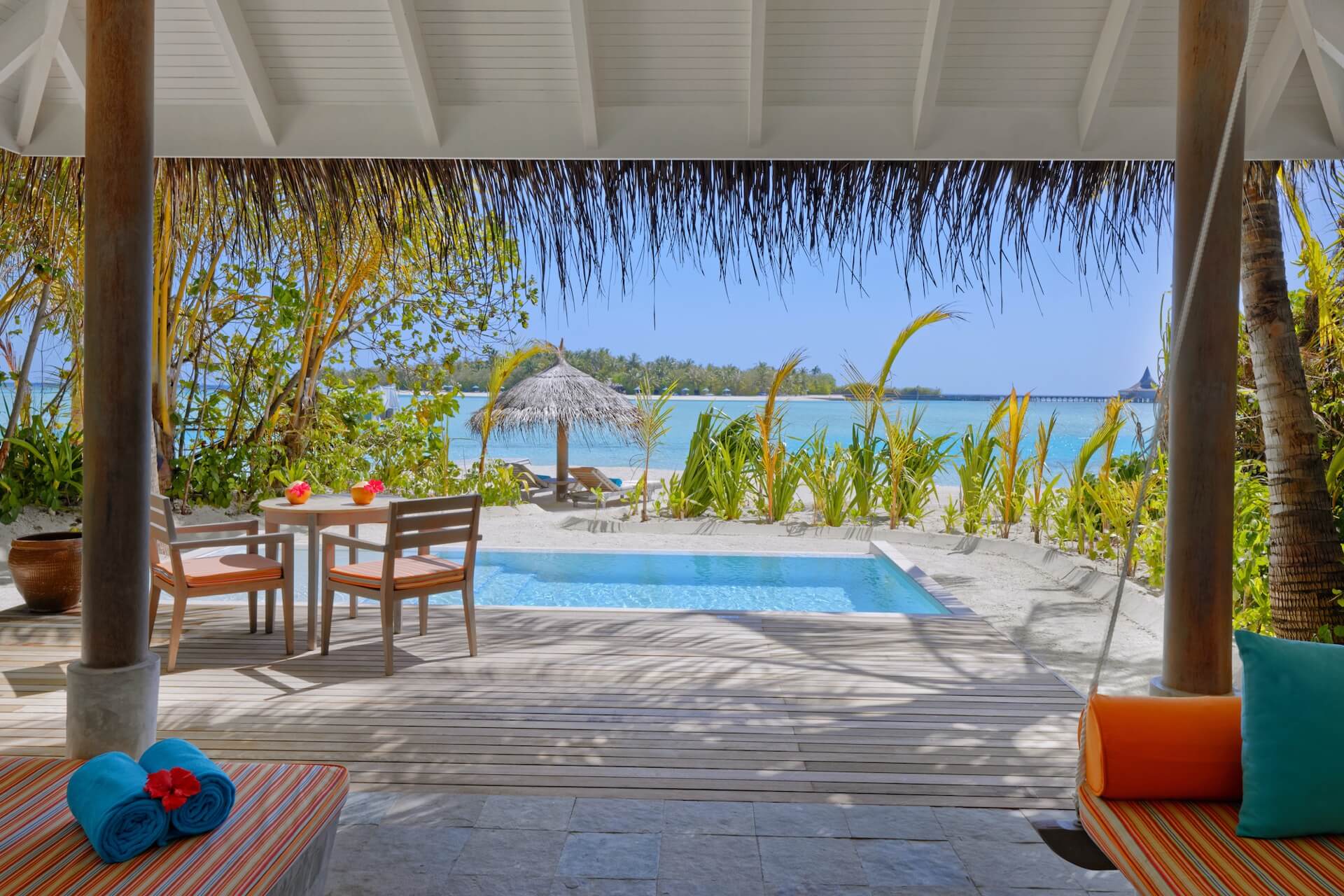 Sunset Beach Pool Villa Deck View Anantara Dhigu